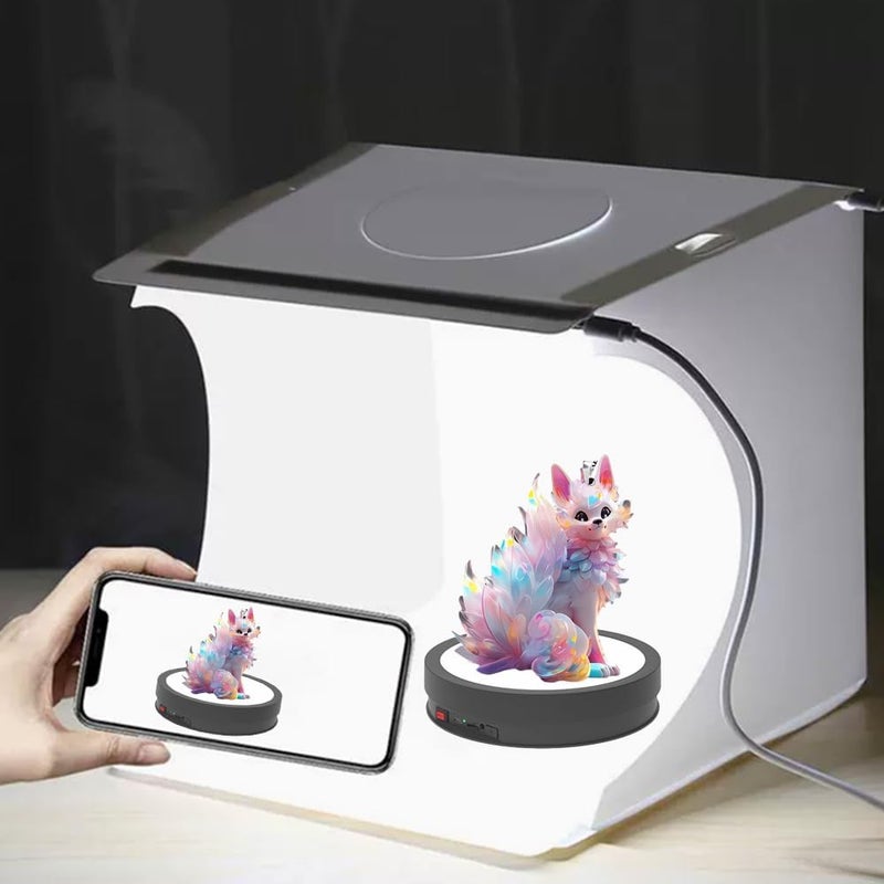 JAYEGT Variety Colors LED Light Base Non-Slip Rotating Display Stand , 66Lbs Load,360 Photography Turntable for Products Shows, Glass Crystal Artwork, Jewelry,Remote control (12.6inch / 6Color LED Light / Black/Rechargeable) - Image 2